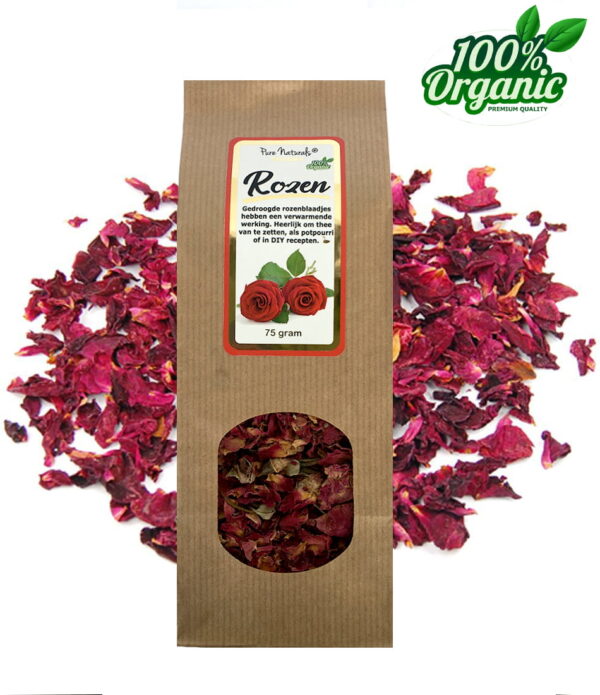 Rozen-75-gram-FRONT gedroogde rozen blaadjes thee DIY