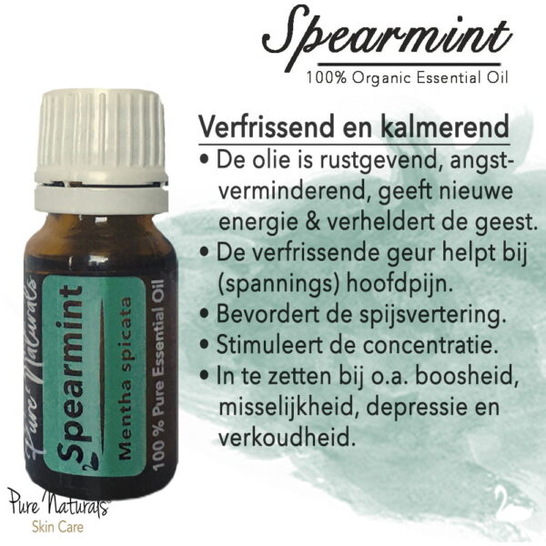 kruizemunt etherische olie - spearmint - biologische - toepassingen