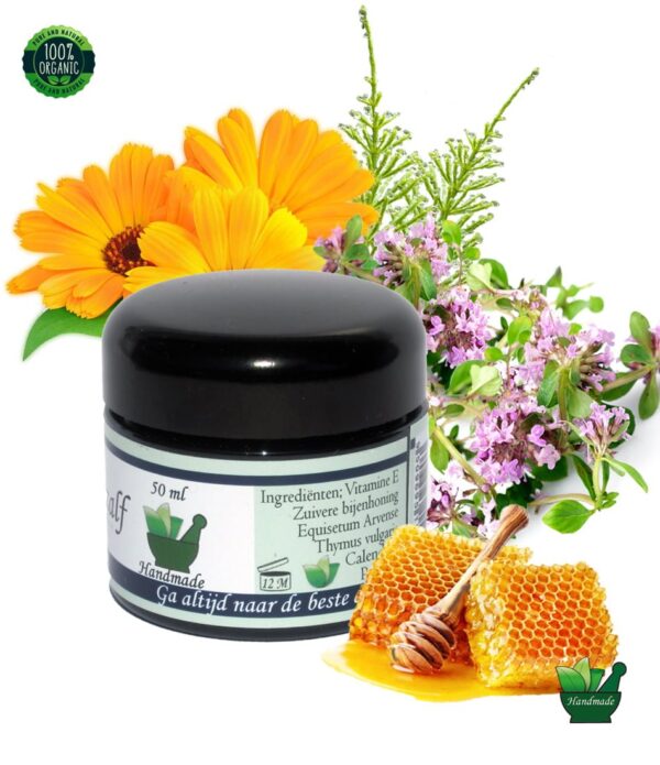 wonderende zalf honingzalf wond, snij en schaafwondjes natuurlijke remedie kruiden